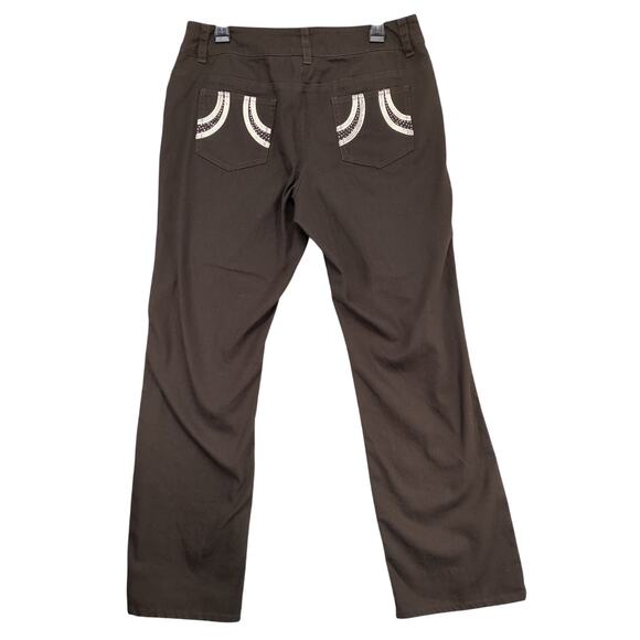 Tribal Women's 10 Brown Denim Flare Leg Jeans, 35x31 Stretch Country Western - Picture 1 of 6